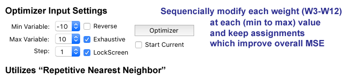 Optimizer Input Settings