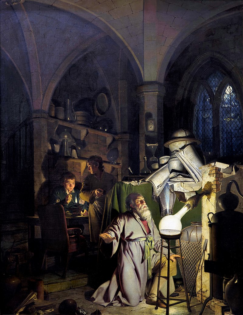 Joseph Wright Painting, <i>The Alchemist Discovering Phosphorus</i> 1771
